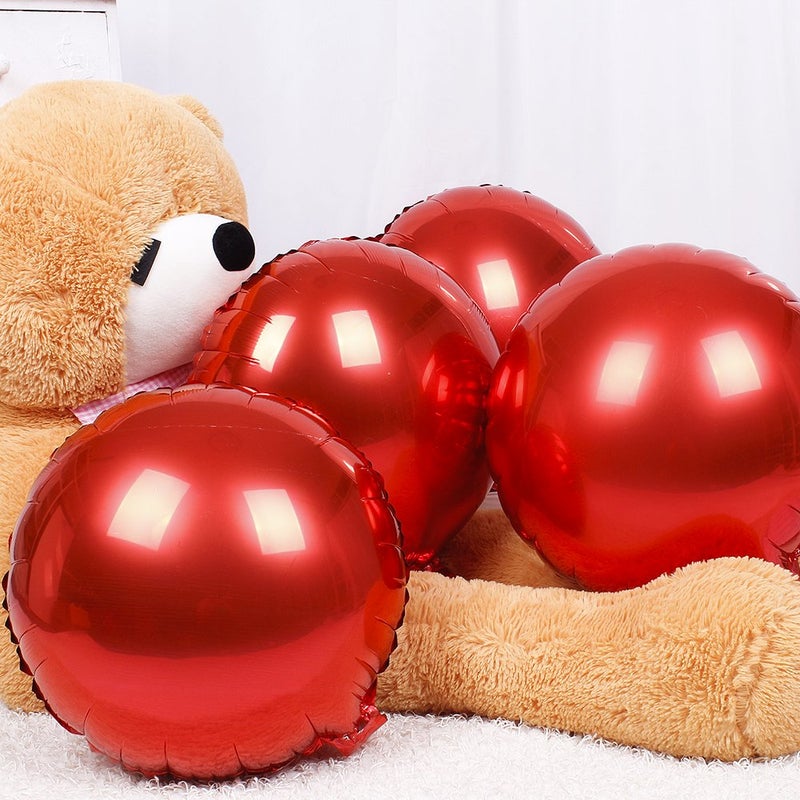 Adeer 18" Red Round Shaped Foil Balloons Mylar Helium Balloons for Birthday Party Wedding Baby Shower Decorations, Pack of 20 - Image 5